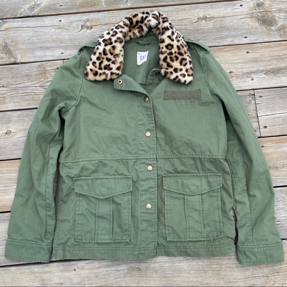 GAP Cheetah Collar Cargo/Chore Coat